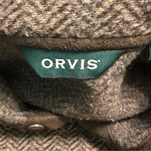 Orvis 1/4 Snap Pull Over Men’s Size XL Herringbone Brown Winter Warm Cozy - Picture 3 of 11